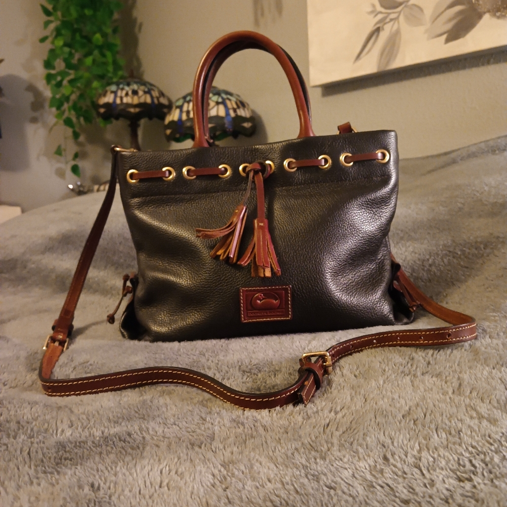 Dooney & Bourke Black With Brown Leather Bag
